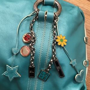 Elliot Luca Tiffany blue bag with love charms, bowling bag style